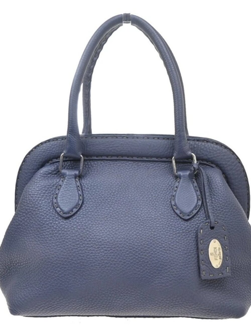 FENDI Logo Selleria Doctor's Shoulder Hand Bag Leather Purple SHW 62MA723
